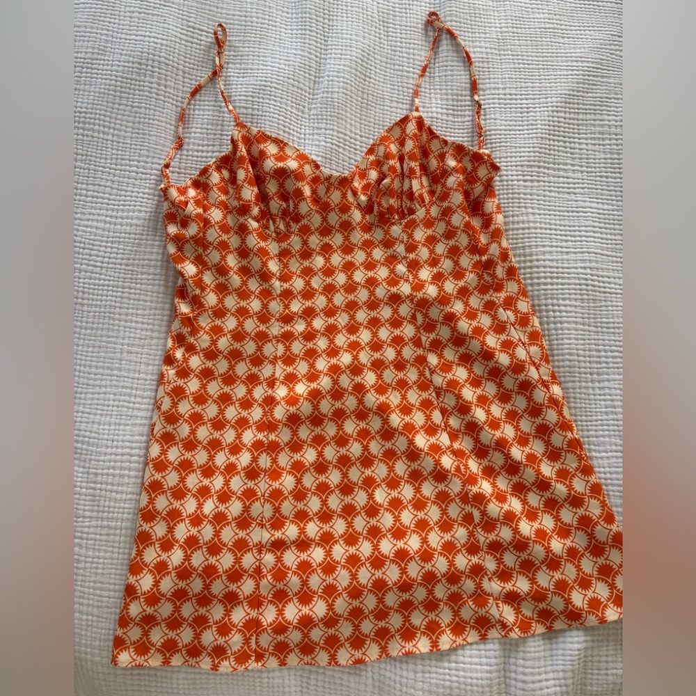 RESA Orange and Cream Printed Slip Dress